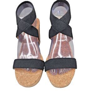Lucky Brand Maxyne Platform Wedge Sandals Size 9.5 Slingback Cork Heel 12600
